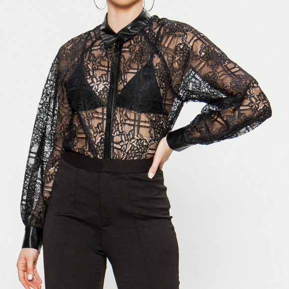 Jealous Tomato Tops - NEW Jealous Tomato Black Laced Blouse